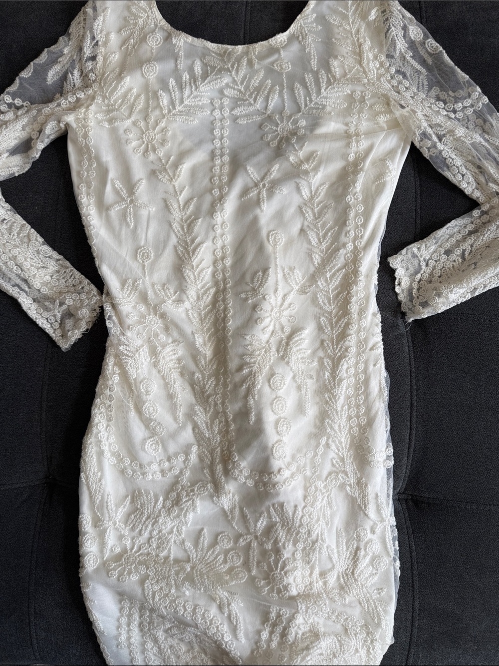 Elegant Zara  White Lace Sheath Dress M